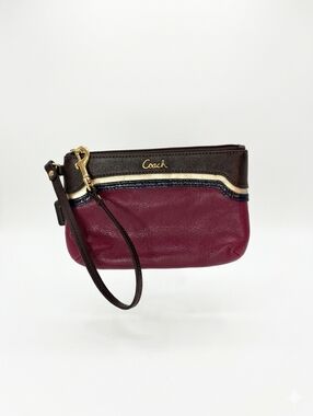 Coach Ashley Beet & Brown Multi-Color Leather Wristlet - EUC!